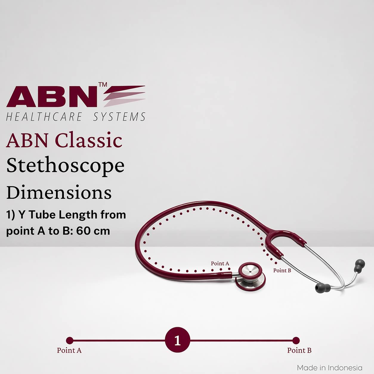 ABN Classic-S Adult Stethoscope – Burgundy - Image 3