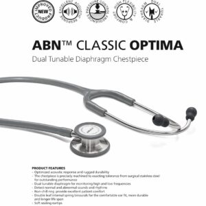 ABN Classic Optima Adult Stethoscope – Grey