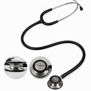 Omega Glory III Dual-Head Stethoscope – Black & Silver Stainless Stee