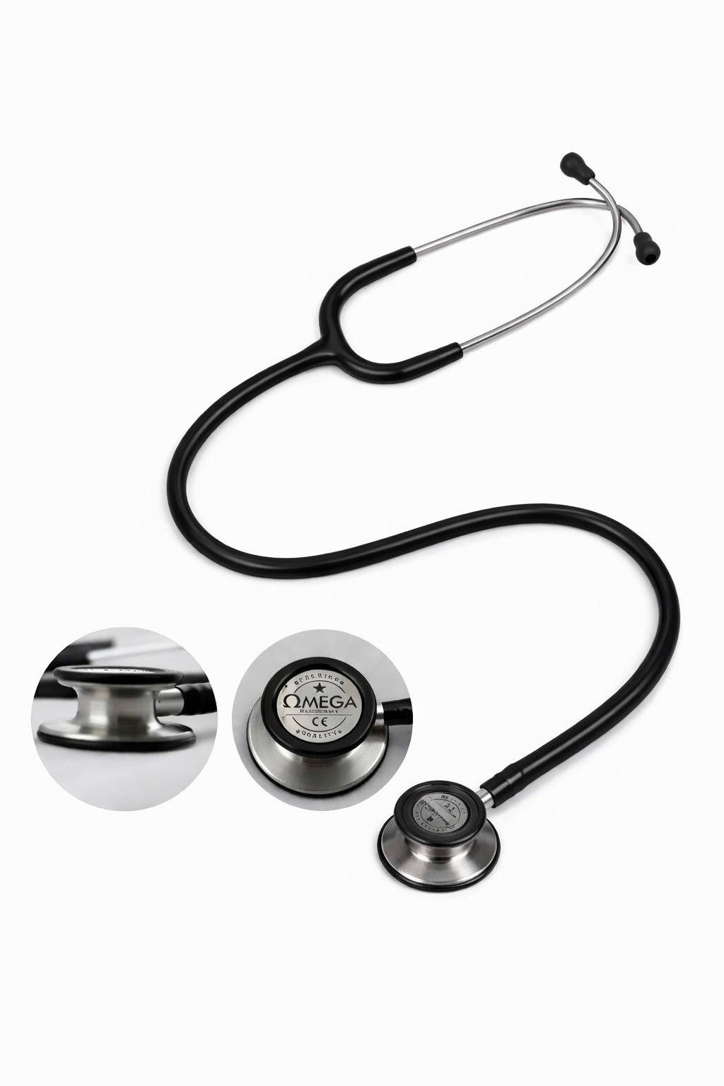 Omega Glory III Dual-Head Stethoscope – Black & Silver Stainless Stee