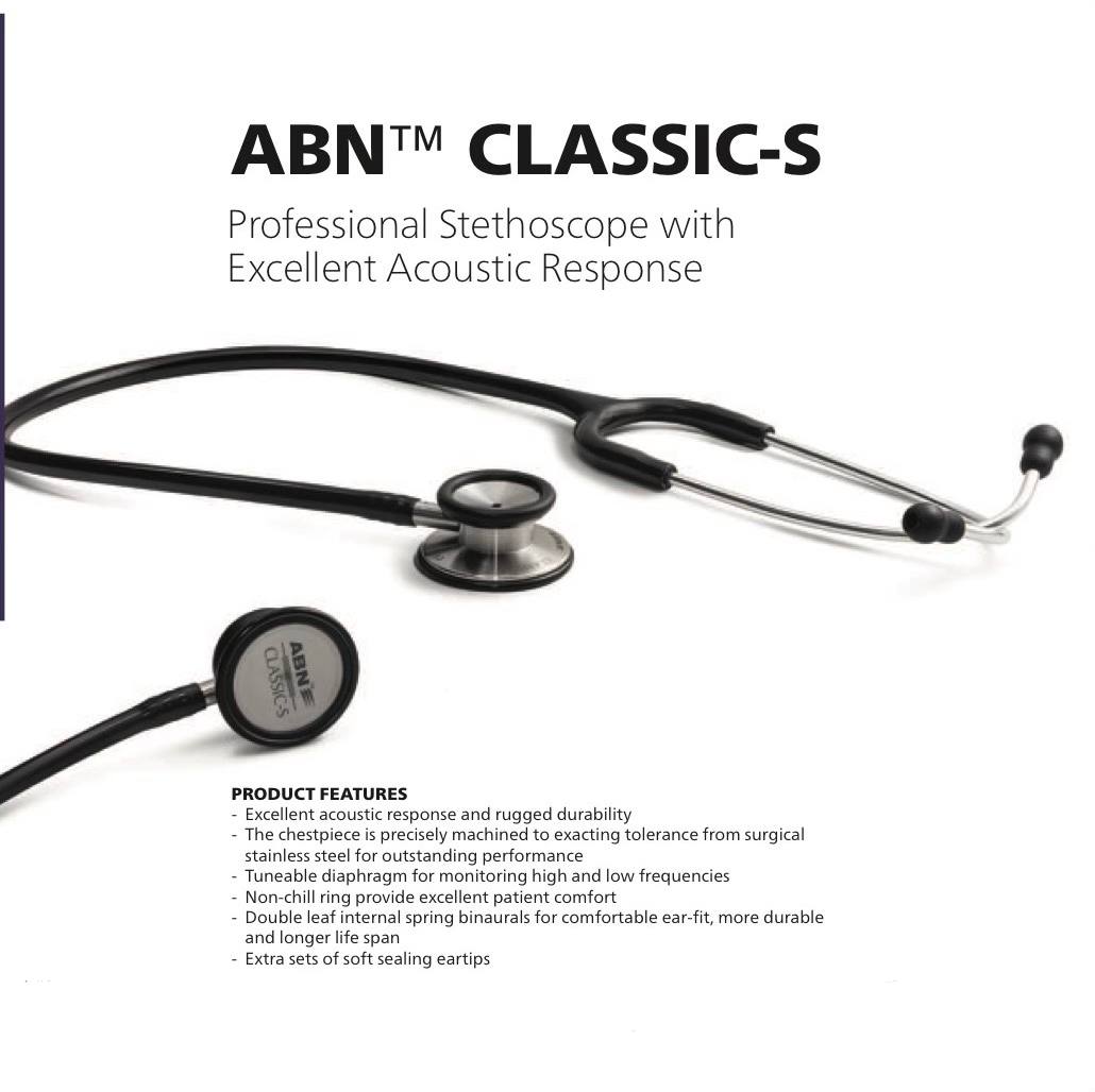 ABN Classic-S Stethoscope Adult Black