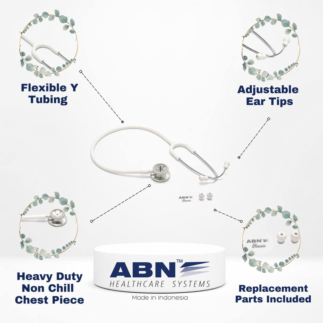 ABN Classic-S Adult Stethoscope – White - Image 3