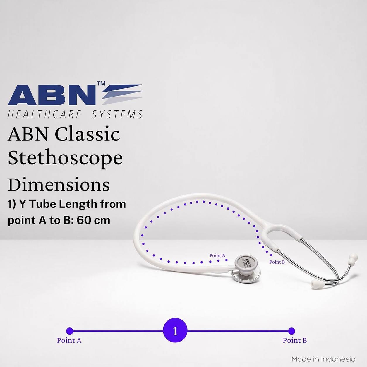 ABN Classic-S Adult Stethoscope – White - Image 4