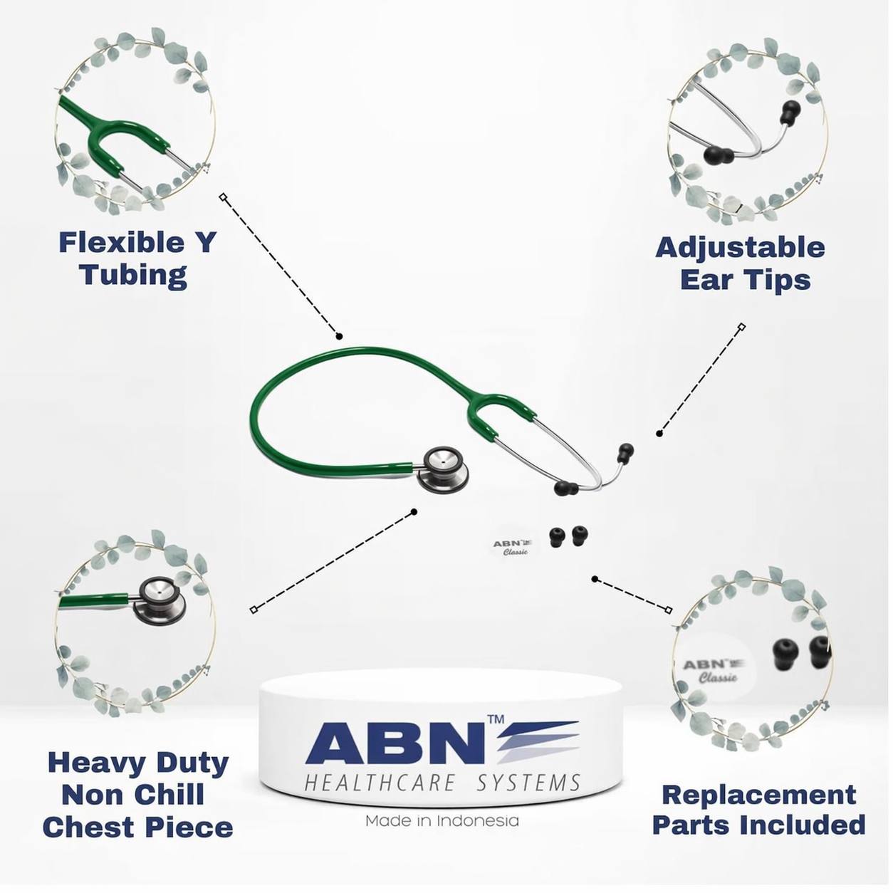 ABN Classic-S Adult Stethoscope – Hunter Green - Image 4