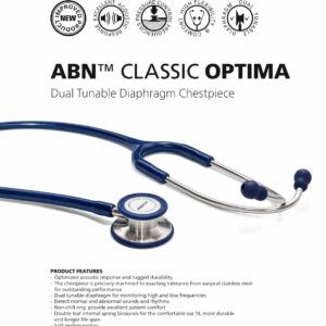 ABN Classic Optima Adult Stethoscope – Navy Blue