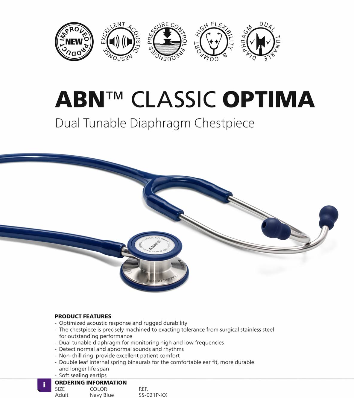ABN Classic Optima Adult Stethoscope – Navy Blue