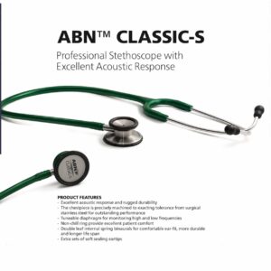 ABN Classic-S Adult Stethoscope – Hunter Green