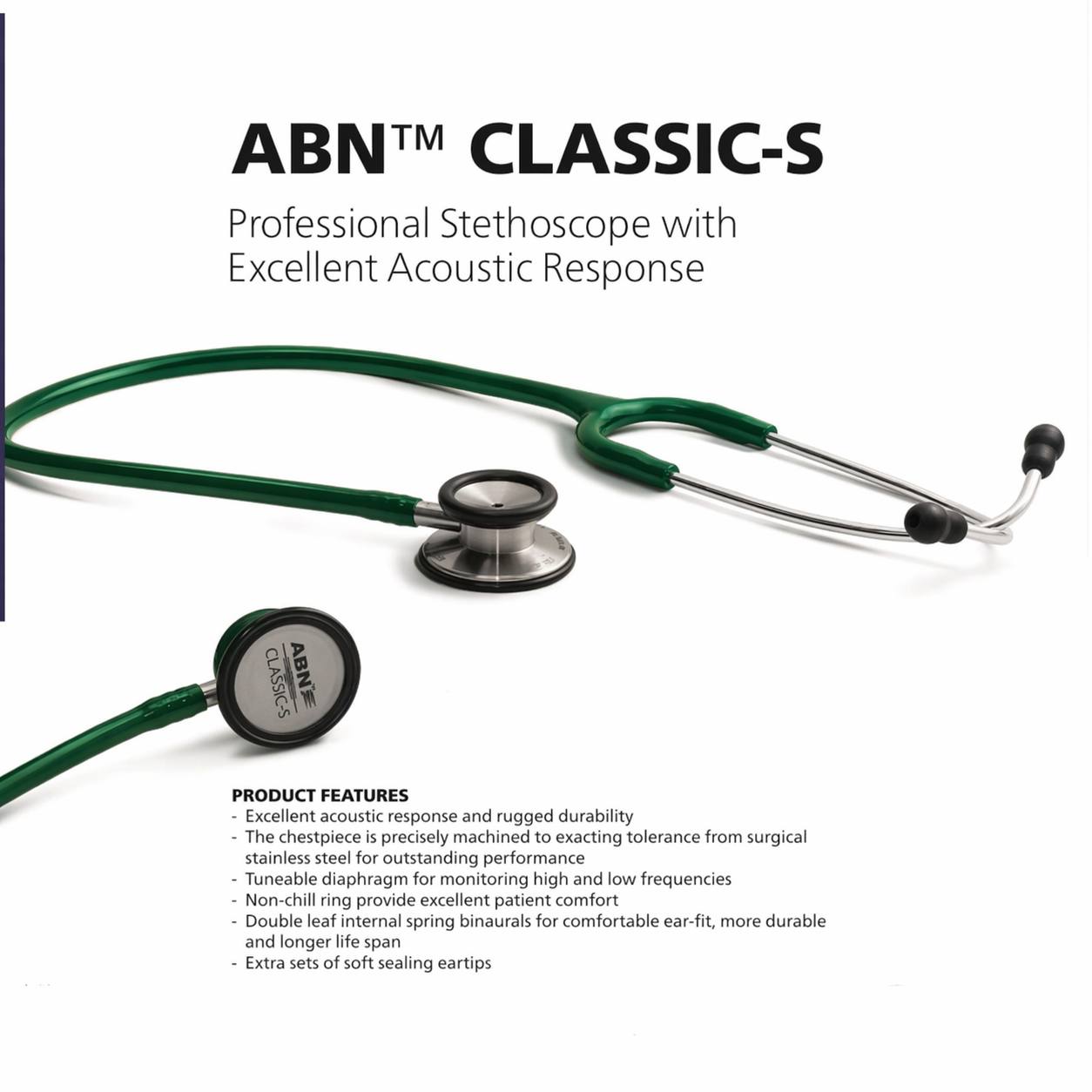 ABN Classic-S Adult Stethoscope – Hunter Green