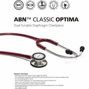 ABN Classic Optima Adult Stethoscope – Burgundy