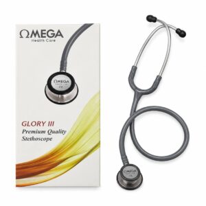 Omega Glory III Dual-Head Stethoscope – Gray Tube & Silver Stainless Steel